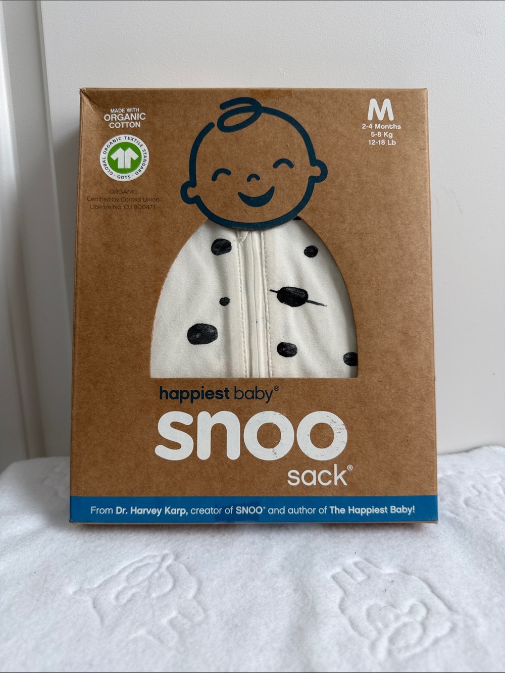 Happiest Baby Snoo Baby Sleep Sack Swaddle Organic Cotton Ivory Planets size M